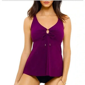 NWT Amoressa Miraclesuit Marsala Plum Tankini Top Size 6